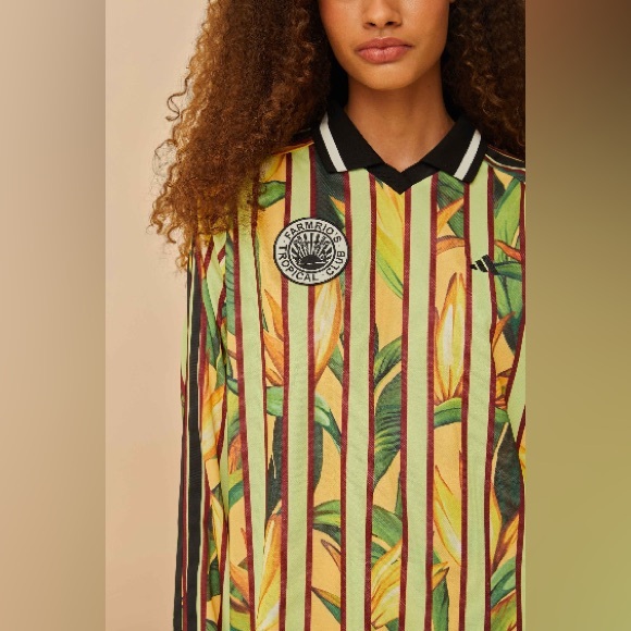 NWT Farm rio X adidas stripes of paradise semi spark dress Oversize Green - Picture 5 of 12